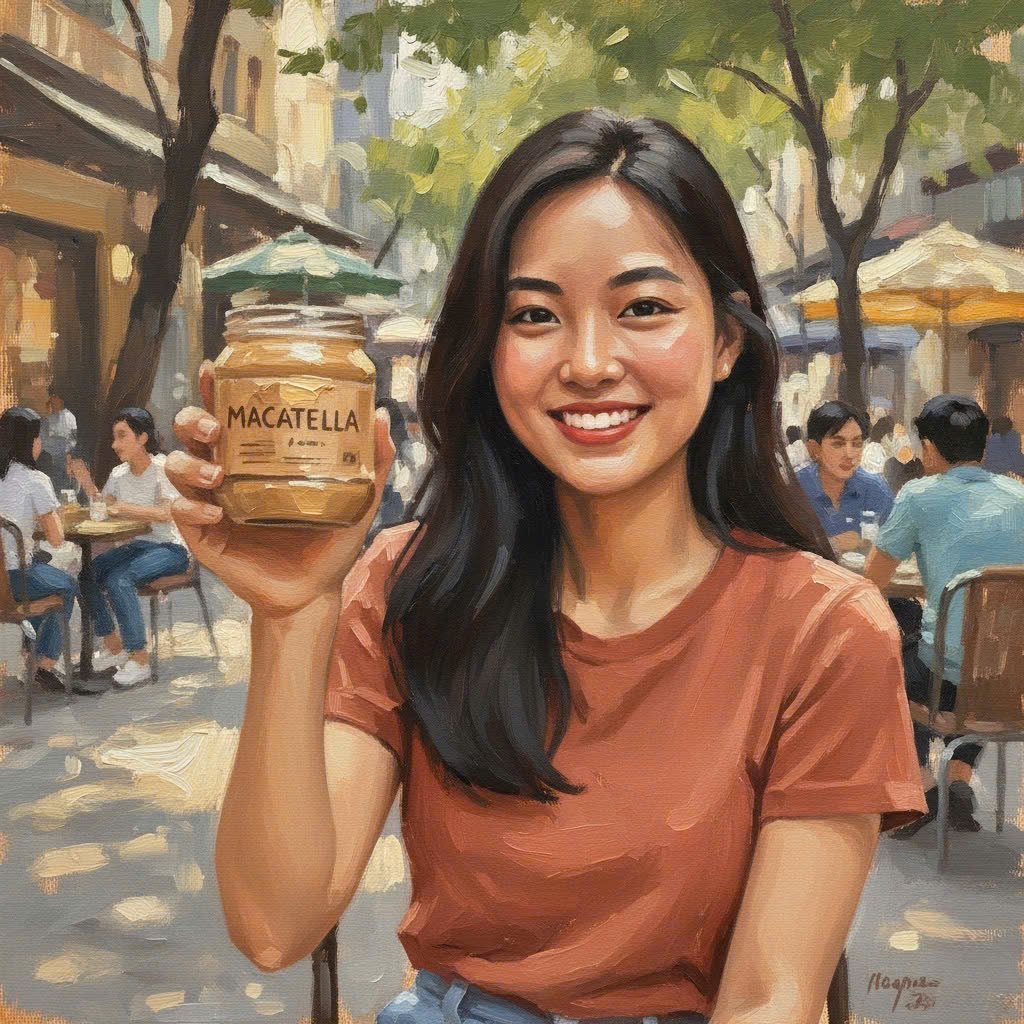 Khách hàng thưởng thức Macatella với bánh mì