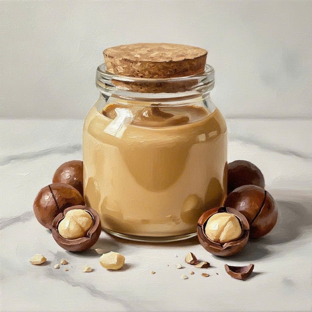 Hũ Macatella Classic với mứt mắc ca màu vàng kem mịn màng